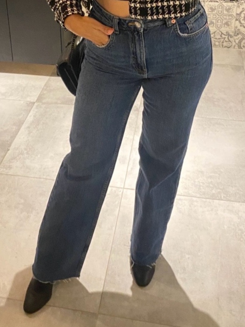Mango Wide-Leg High-Rise Jeans in Dark Blue Wash - Picture 5 of 5